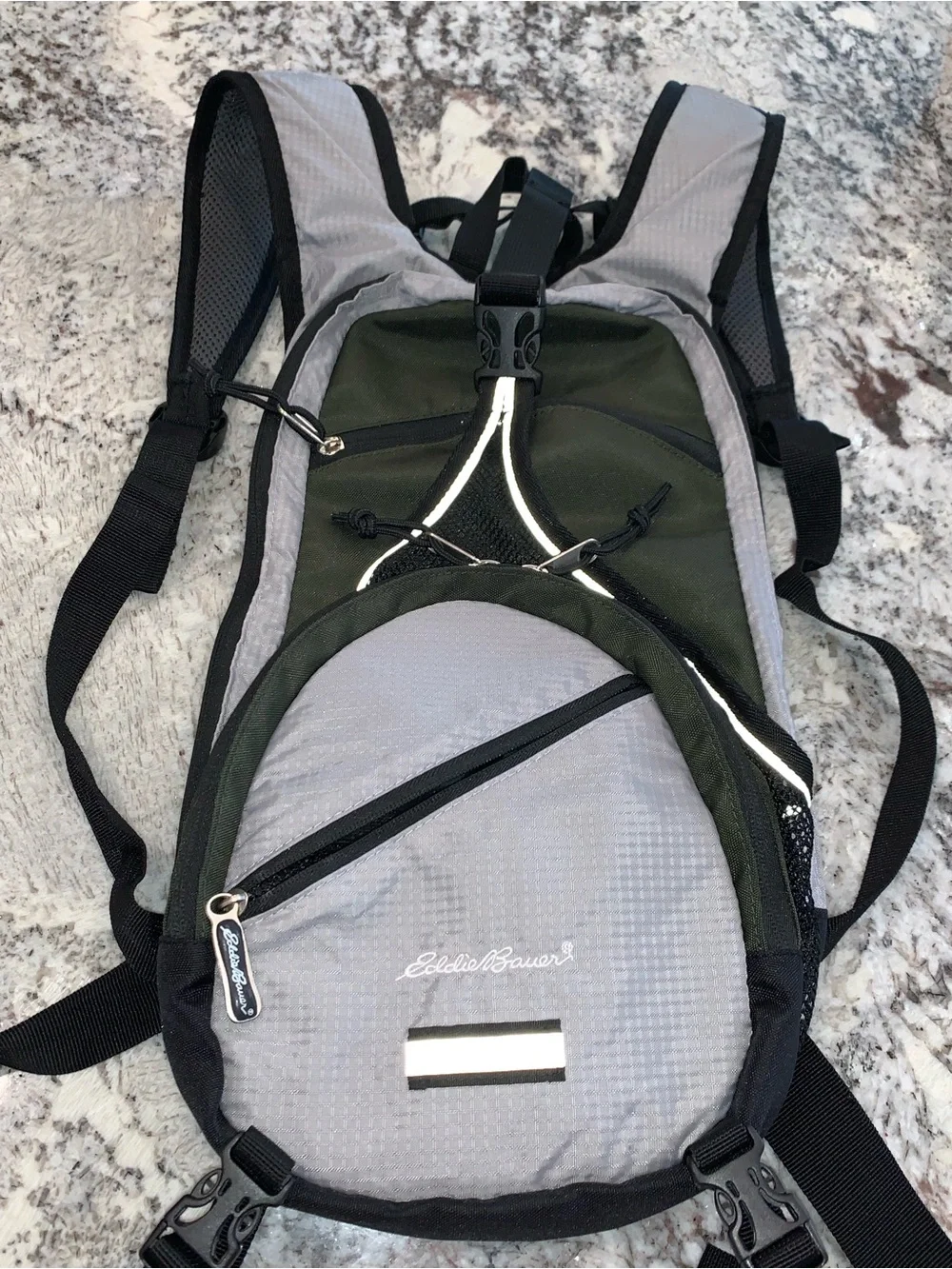 Eddie Bauer backpack small to medium green gray and black excellent condition